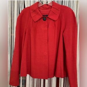 NWT Magaschoni Collection Red Pleated Peter Pan Collar Swing Jacket size 10